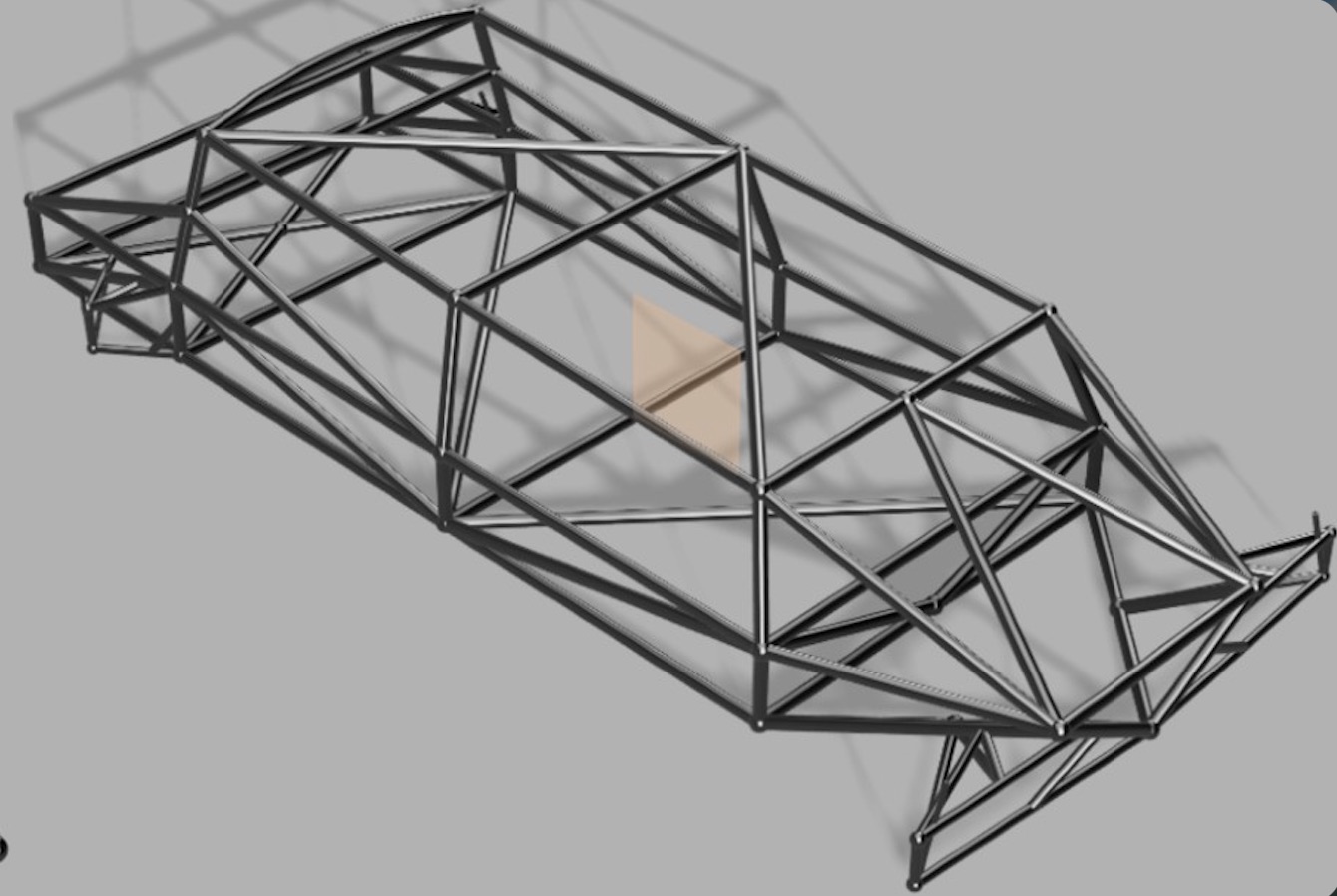 CAD render of the semi spaceframe chassis